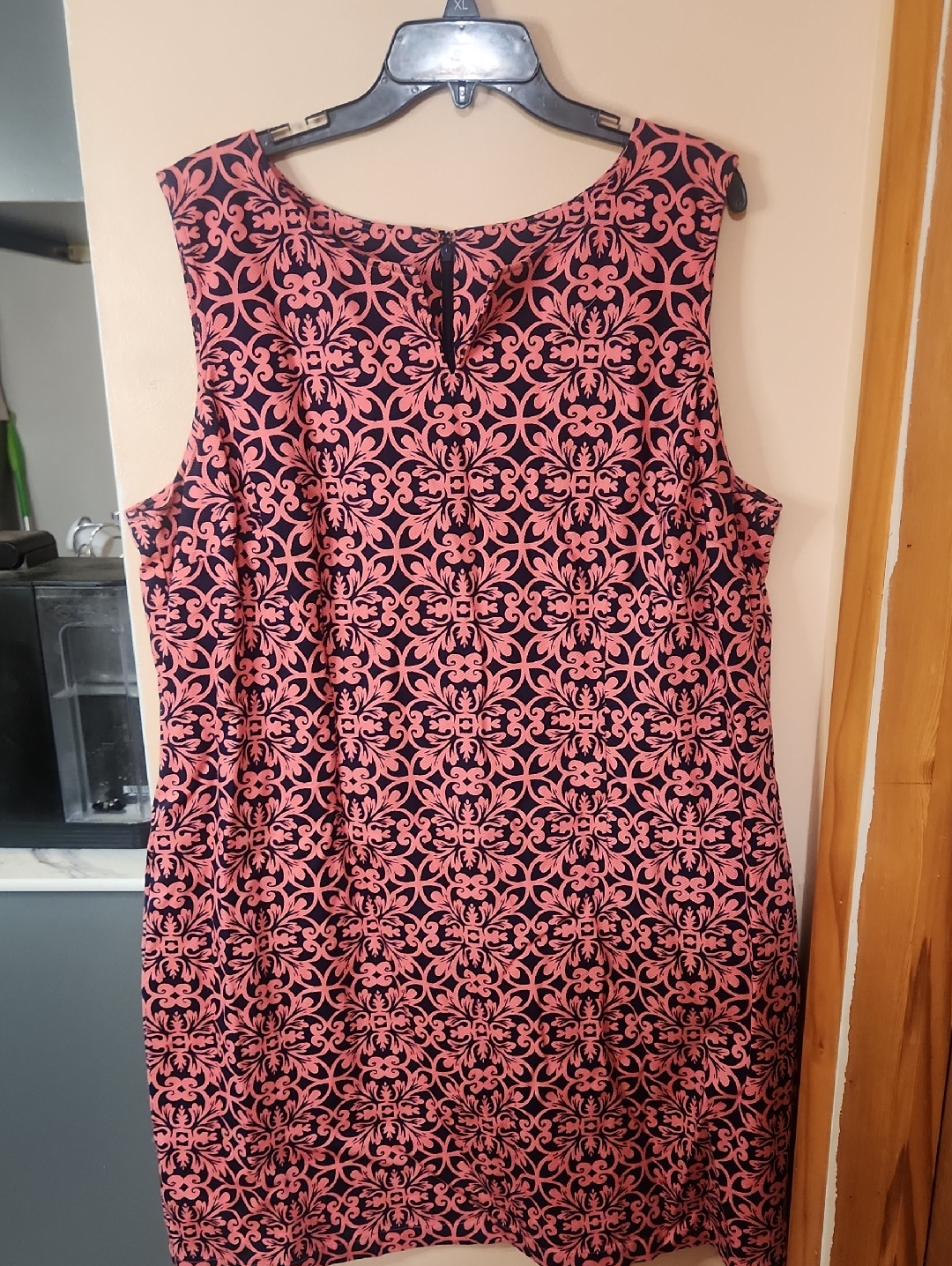 Talbots Women's Textured Sleeveless Scroll Print Dress Sheath Split Neck 20w